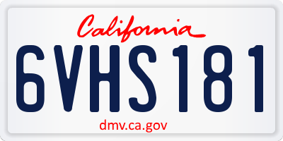 CA license plate 6VHS181