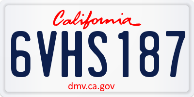 CA license plate 6VHS187
