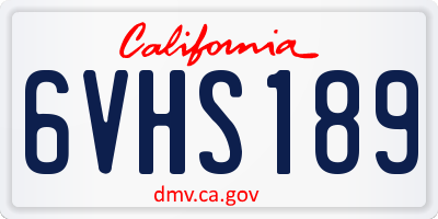 CA license plate 6VHS189