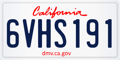 CA license plate 6VHS191