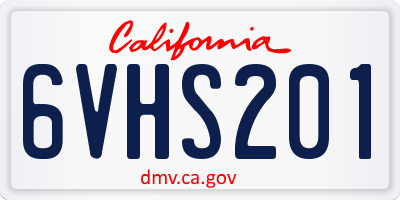 CA license plate 6VHS201
