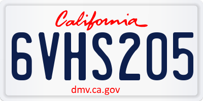 CA license plate 6VHS205