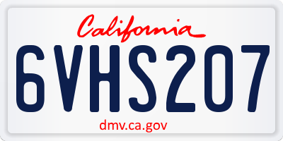 CA license plate 6VHS207