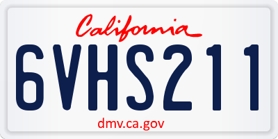 CA license plate 6VHS211