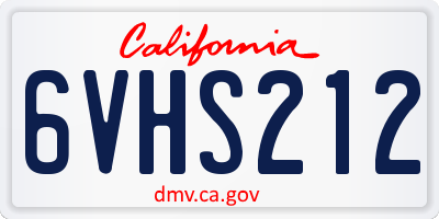 CA license plate 6VHS212