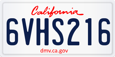 CA license plate 6VHS216