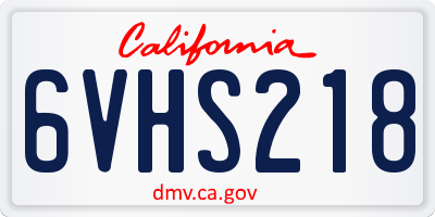 CA license plate 6VHS218