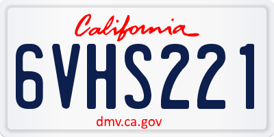 CA license plate 6VHS221