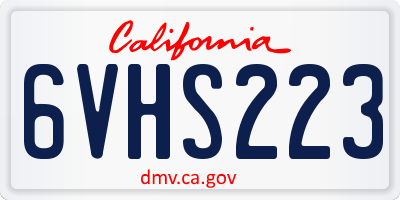 CA license plate 6VHS223