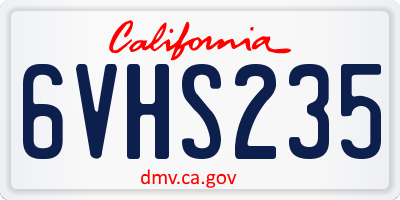 CA license plate 6VHS235