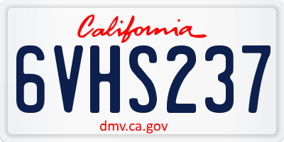 CA license plate 6VHS237