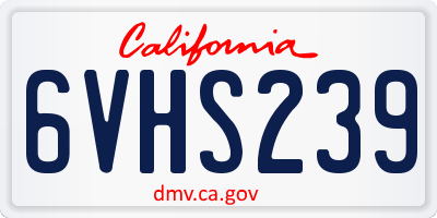 CA license plate 6VHS239