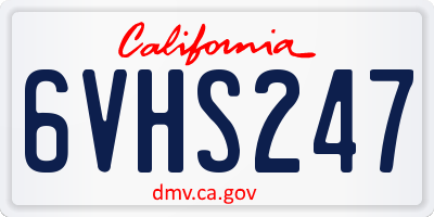 CA license plate 6VHS247
