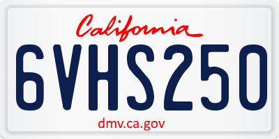 CA license plate 6VHS250