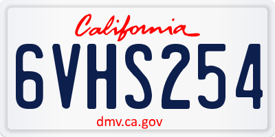 CA license plate 6VHS254