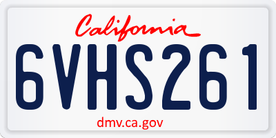 CA license plate 6VHS261
