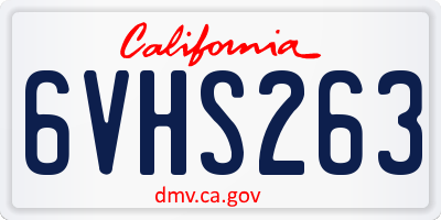 CA license plate 6VHS263