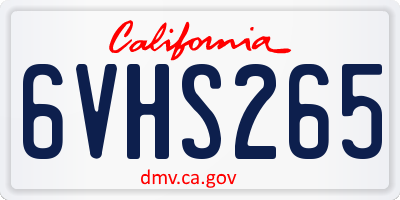 CA license plate 6VHS265
