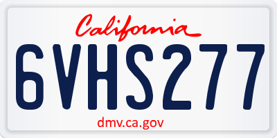 CA license plate 6VHS277