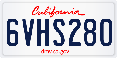CA license plate 6VHS280