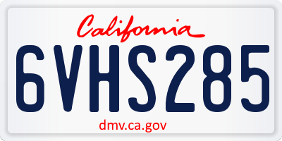 CA license plate 6VHS285