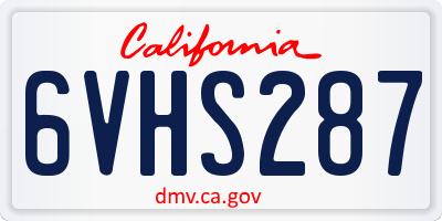 CA license plate 6VHS287