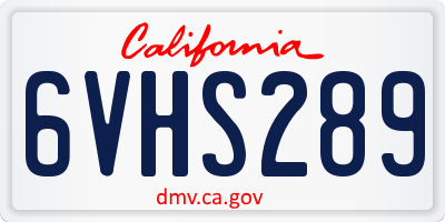 CA license plate 6VHS289