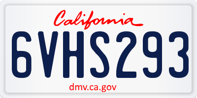 CA license plate 6VHS293