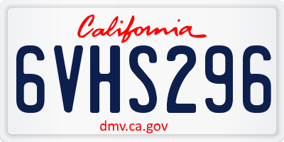 CA license plate 6VHS296