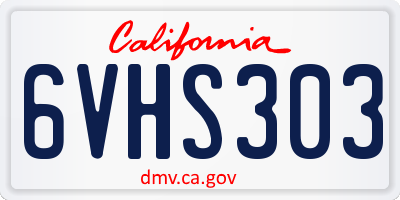 CA license plate 6VHS303