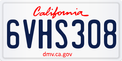 CA license plate 6VHS308