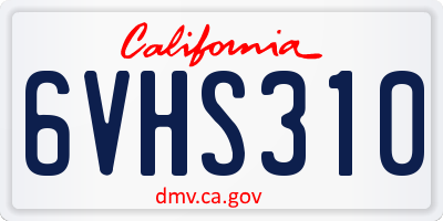 CA license plate 6VHS310