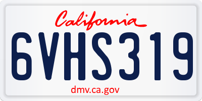 CA license plate 6VHS319