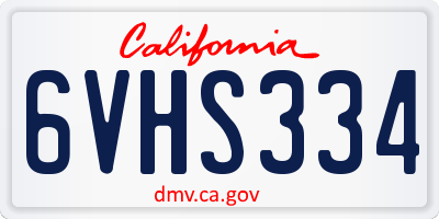 CA license plate 6VHS334