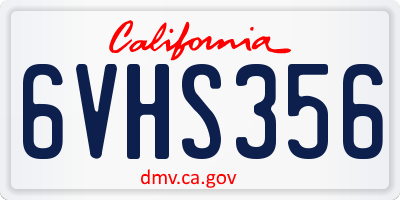 CA license plate 6VHS356
