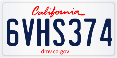 CA license plate 6VHS374