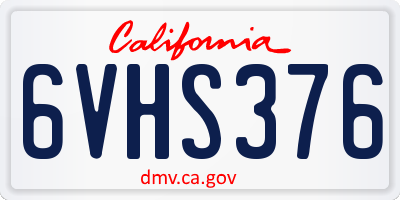 CA license plate 6VHS376