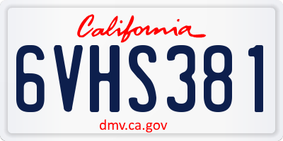 CA license plate 6VHS381
