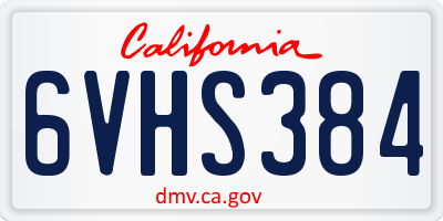 CA license plate 6VHS384