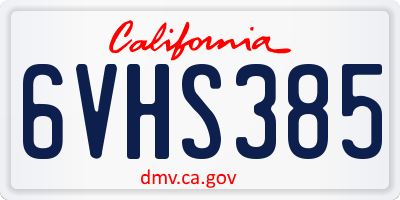 CA license plate 6VHS385