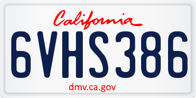 CA license plate 6VHS386