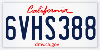 CA license plate 6VHS388