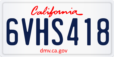 CA license plate 6VHS418