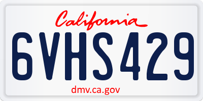 CA license plate 6VHS429