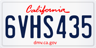 CA license plate 6VHS435