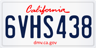 CA license plate 6VHS438