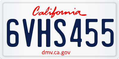 CA license plate 6VHS455