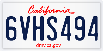 CA license plate 6VHS494