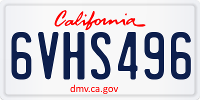 CA license plate 6VHS496