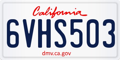 CA license plate 6VHS503